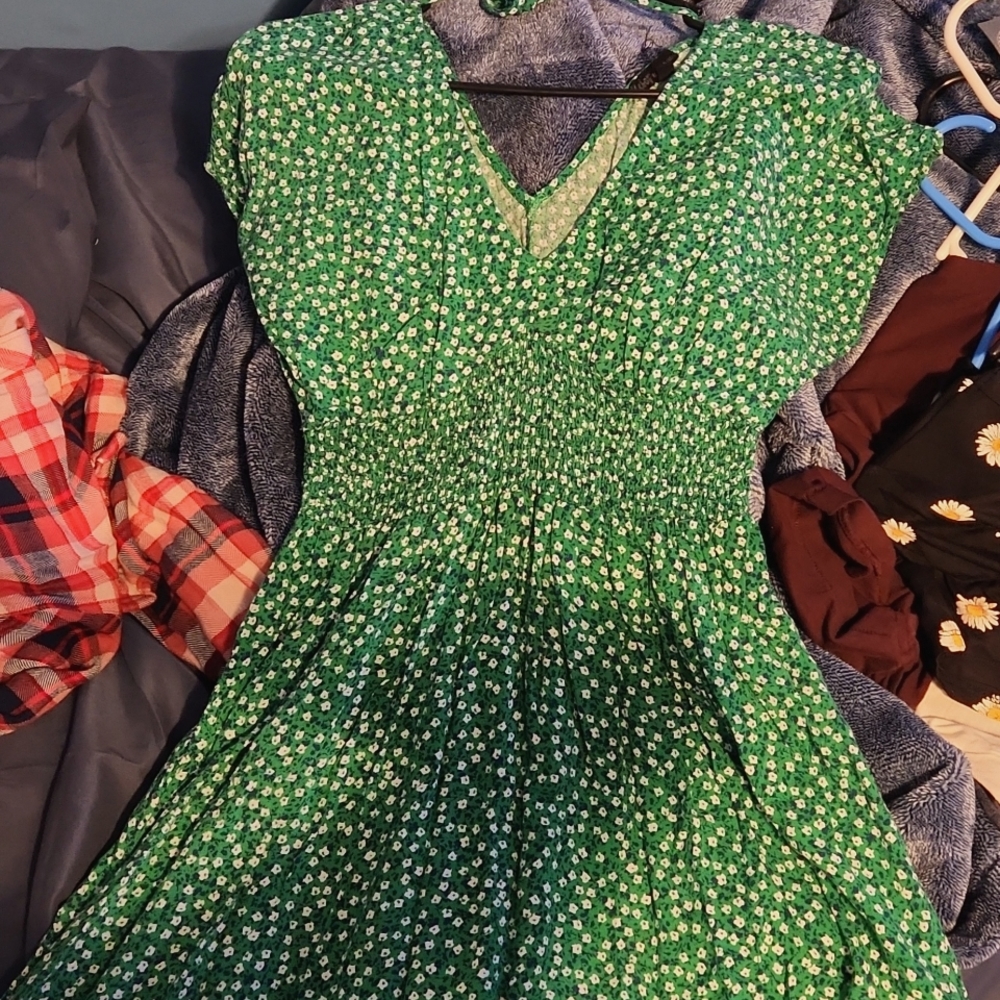 Green, Floral Sundress
